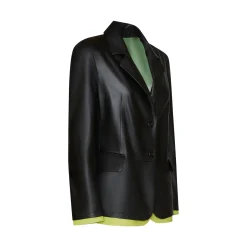 Clearance Fratelli Rossetti Nappa Leather Blazer With Contrasting Edging | Black