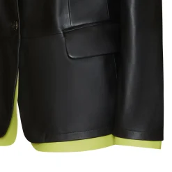 Clearance Fratelli Rossetti Nappa Leather Blazer With Contrasting Edging | Black