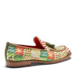 Shop Fratelli Rossetti Brera Loafer In Green Embroidered Fabric | Emerald