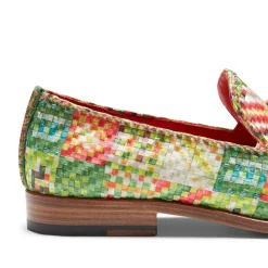 Shop Fratelli Rossetti Brera Loafer In Green Embroidered Fabric | Emerald