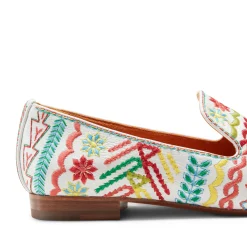 Cheap Fratelli Rossetti Embroidered Multicoloured Leather Slippers | Orange/White