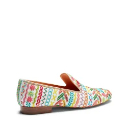 Cheap Fratelli Rossetti Embroidered Multicoloured Leather Slippers | Orange/White