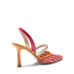 Sale Fratelli Rossetti Fuchsia And Platinum Woven Leather Slingback Sandal | Fucsia