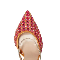 Sale Fratelli Rossetti Fuchsia And Platinum Woven Leather Slingback Sandal | Fucsia