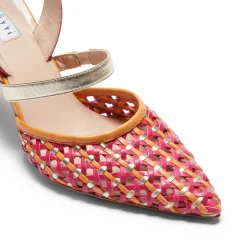 Sale Fratelli Rossetti Fuchsia And Platinum Woven Leather Slingback Sandal | Fucsia