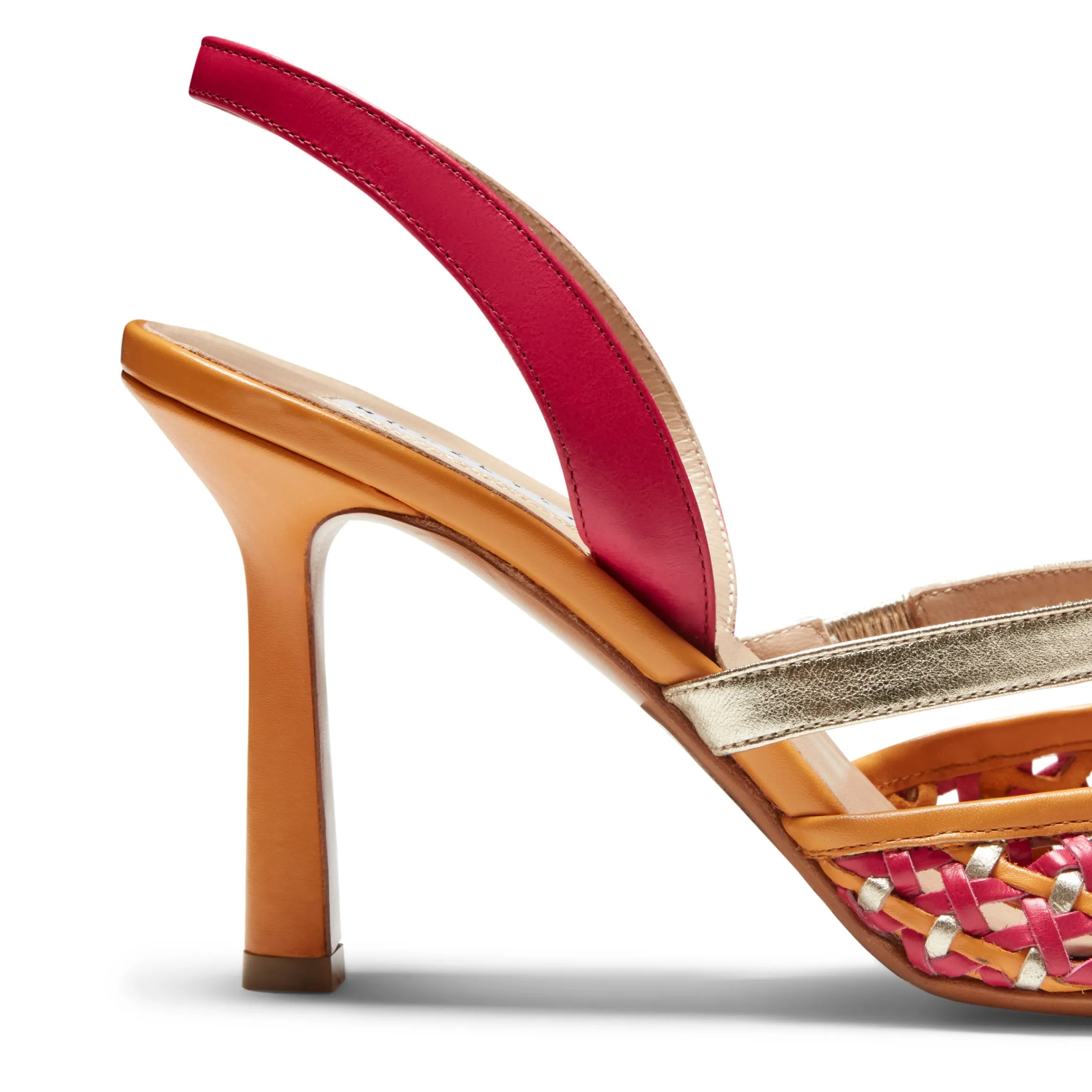 Sale Fratelli Rossetti Fuchsia And Platinum Woven Leather Slingback Sandal | Fucsia