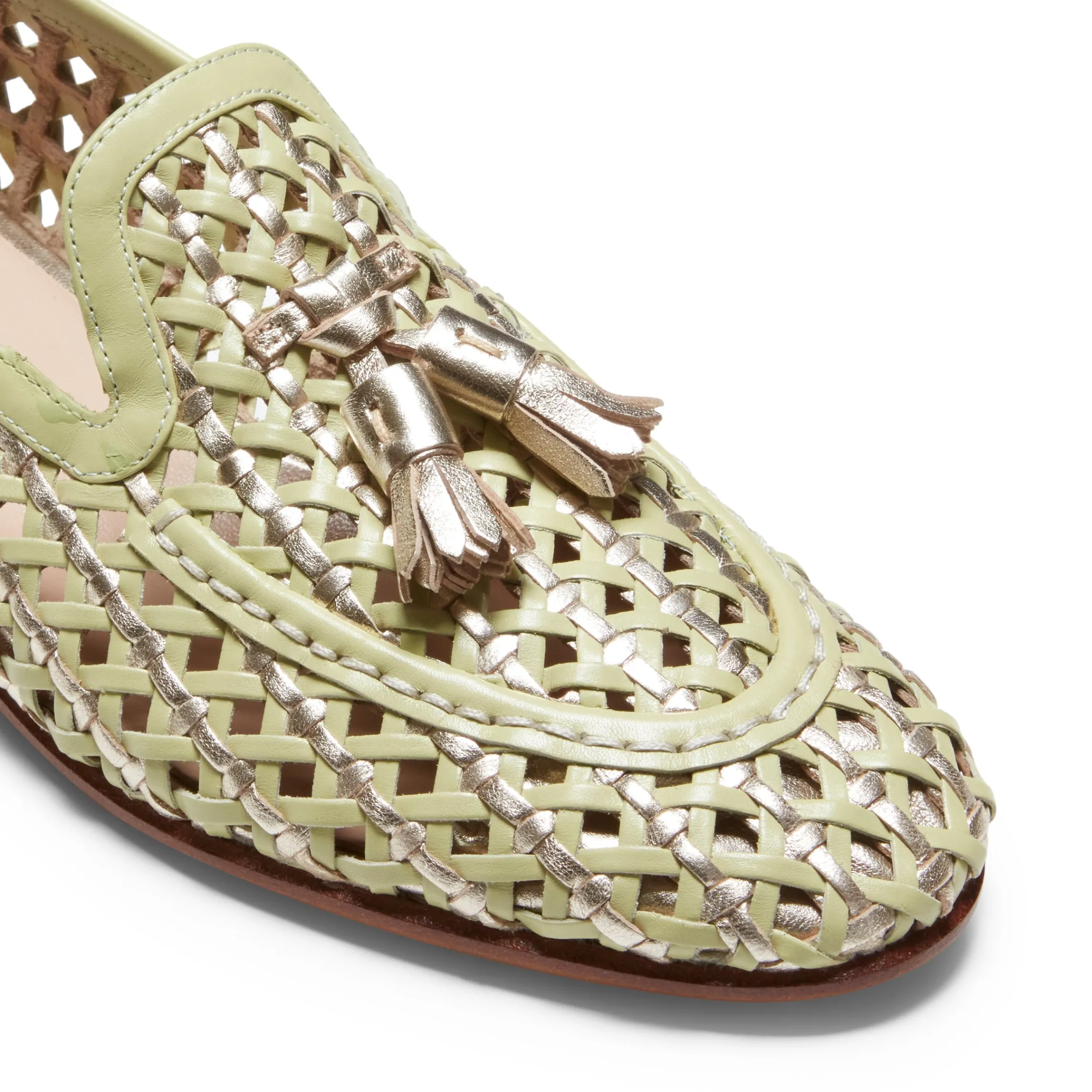 Cheap Fratelli Rossetti Woven Leather Brera Loafer | Lime green