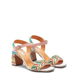 Best Sale Fratelli Rossetti Multicoloured Embroidered Leather Sandal | Orange/White