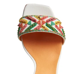 Best Sale Fratelli Rossetti Multicoloured Embroidered Leather Sandal | Orange/White