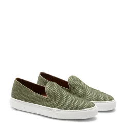 Outlet Fratelli Rossetti Green Woven Suede Slipper | Olive