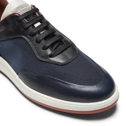 Shop Fratelli Rossetti Sneaker Uomo In Pelle E Tessuto- Navy blue