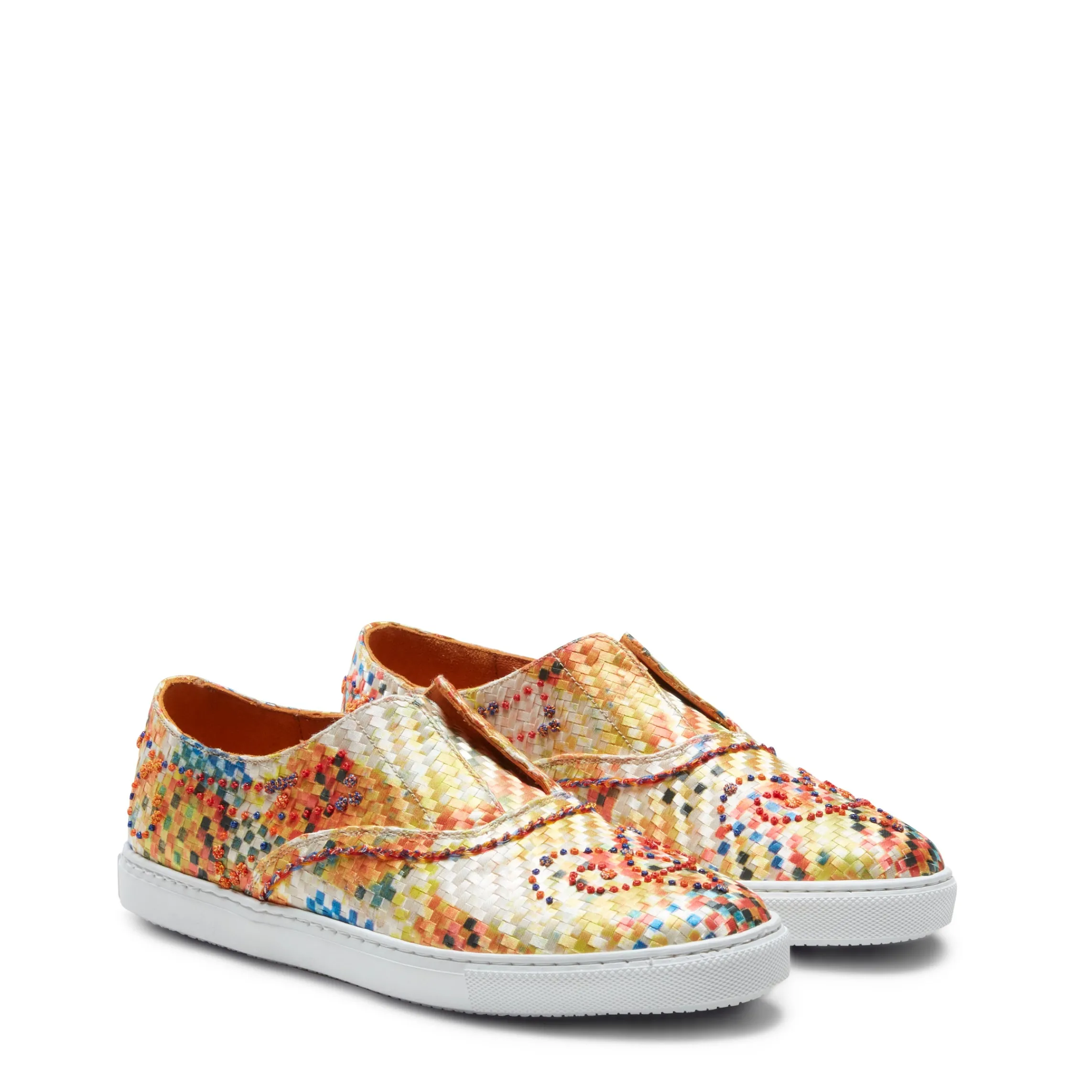 Shop Fratelli Rossetti Embroidered Fabric Hobo Sport Sneakers | Sun yellow