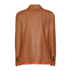 Sale Fratelli Rossetti Nappa Leather Blazer With Contrasting Edging | Tan