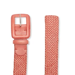 Store Fratelli Rossetti Women's Woven Leather Belt | Cherry red