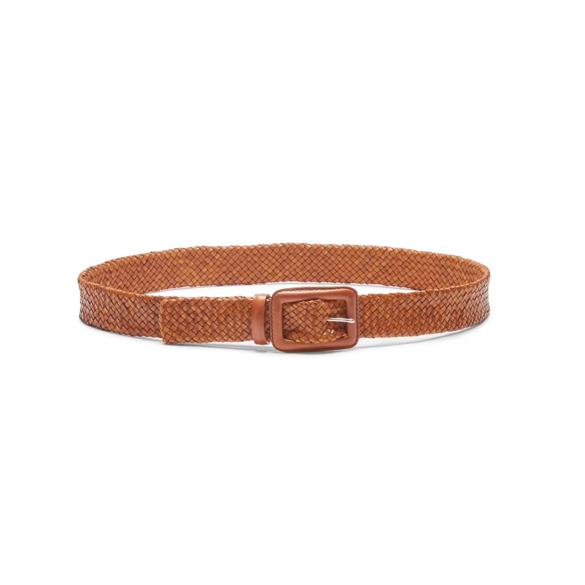 Discount Fratelli Rossetti Women's Woven Leather Belt | Cognac