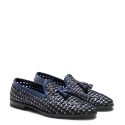 Store Fratelli Rossetti Woven China Blue Leather Brera Loafer | Chinese blue