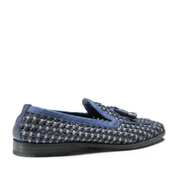 Store Fratelli Rossetti Woven China Blue Leather Brera Loafer | Chinese blue