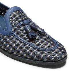 Store Fratelli Rossetti Woven China Blue Leather Brera Loafer | Chinese blue