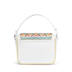 Shop Fratelli Rossetti Woven Handbag | Orange/White